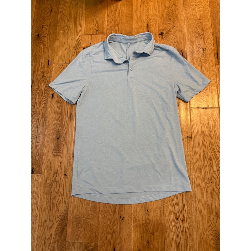 Lululemon Evolution Short Sleeve Polo Shirt Mens Small Light Blue Heathered Golf